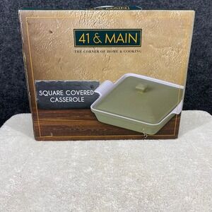 41 & Main Square Covered Casserole Stoneware Mint Green 41M-303-MNT New